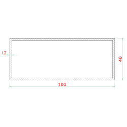 Profil 100 x 40 x 2 x 6000 mm, brúsená nerez AISI 304 Profil 100 x 40 x 2 x 6000 mm, brúsená nerez AISI 304